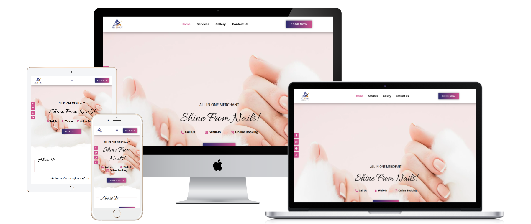 Responsive website mockup for Template A010